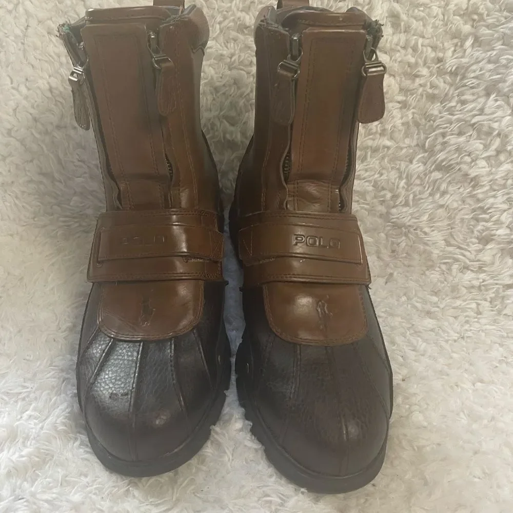Polo Ralph Lauren Men's Darrance Ankle Boot, Tan/ Black SZ13D